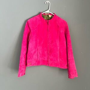 Ruff Hewn Women’s Size XL Pink Suede Leather Full Zip Moto Jacket